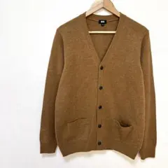 【ユニクロ】プレミアムラムVネックカーディガン（長袖）　Lサイズ　ブラウン茶色