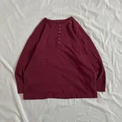 ヘンリーネック カットソー 七分袖 無地 コットン シンプル カジュアル 古着