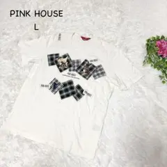 ピンクハウス　チワワ刺繍　ホワイト半袖Tシャツ　コットン　洗える　カジュアル