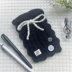 【No.101】 ボタンのリボンペンケース 編み物 ハンドメイド