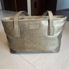 GUCCI トートバッグ 肩掛け GG柄 インプリメ ロゴ ゴールド
