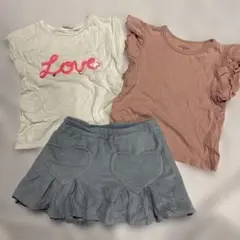 H&M Tシャツ　シャツ2枚とスカッツセット　サイズ110