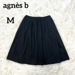 agnès b ブラック フレアスカート Aライン コットン100 日本製 Mのサムネイル