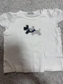familiar 犬刺繍 ホワイト Tシャツ