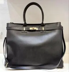 【美品】GIANNI NOTARO レザー　ベルト　トートバッグ　2way 黒のサムネイル