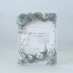 硬質トレカケース グレー×シルバー 大人可愛い 透明感 デコ レジン ホイップ