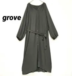 【grove】グローブ バックプリーツ シャツワンピース ロングワンピ