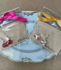 28.ハンドメイド | レジンピアス２点セット | トマト＆夕焼け