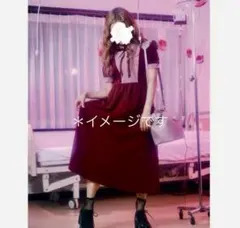 EATME メイドライクバイカラーワンピース　ボルドーのサムネイル