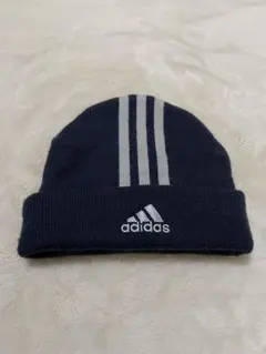adidas ニット帽 ネイビー 3本ライン