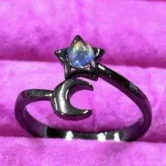 （867)マダガスカルレインボームーンストーン◆リング◆指輪◆月と星