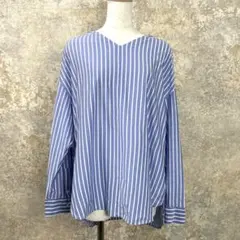 美品23区 カンクリーニ 大きいサイズ 50 ストライプ プルオーバー 