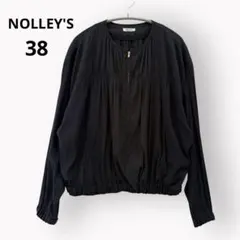 美品 NOLLEY'S ノーリーズ ノーカラー ブルゾン ネイビー 38 M