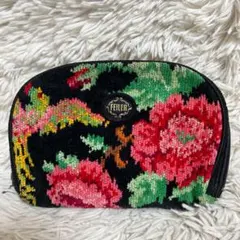 FEILER フェイラー　ポーチ　花柄　黒　ファスナー