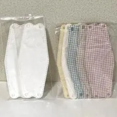 立体マスク アジャスター付きチェック柄3枚 無地5枚