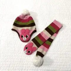 ホットビスケッツ ウール混み ギャビットちゃん ニット帽 マフラー 2点セット
