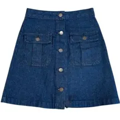 ダーク デニム ボタン フロント スカート