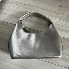 シルバー ハンドバッグ 取り外し可能ストラップ付き