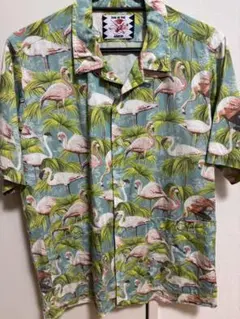 SON OF THE CHEESE フラミンゴ柄 アロハシャツ　M 人気完売品のサムネイル
