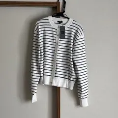 プラステPLST UVカットレーヨンブレンドカーディガン ボーダーニット