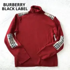 美品 バーバリーブラックレーベル ノバチェック　シルク ニット タートルネック