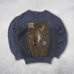 90s vintage HARDY AMIES ゴルフ刺繍 デザインニット Lのサムネイル