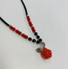 オリエンタルテイスト　お花モチーフ　珊瑚　チョーカー