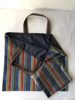 和モダン　粋　縞柄　手提げ　ポーチ