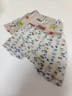 【90サイズ】ベビー キッズ ショートパンツ 2枚セット 乗り物柄 マリン柄