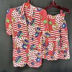 DEROCHE 派手柄セットアップ バブリー 昭和レトロ 日本製 ヴィンテージ