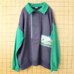 80sフランス製WIRTZ GOLFハーフジップスウェット ネイビーL aw37