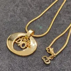 【美品】DIOR ディオール ヴィンテージ ネックレス ロゴ サークル ゴールド