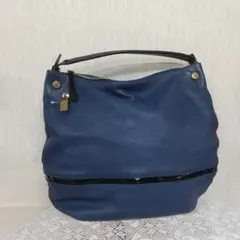 FURLA ワンショルダーバック  レザー ネイビー エナメルストライプ未使用
