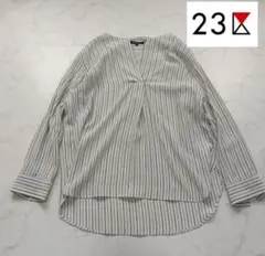 【美品】23区 サンドウォッシュ ストライプブラウス シルク100% 38のサムネイル
