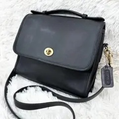 コーチ ターンロック 金具 レザー 黒 ショルダーバッグ 2way