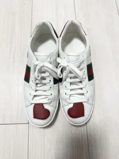 美品】GUCCI ハート スニーカー ホワイト - メルカリ