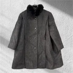 ウールコート ロングコート オーバーサイズ ファー襟 モヘヤ混 Aライン