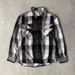 90s~ Carhartt ヘビーネルシャツ ブロックチェック 黒 白