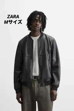 ZARA 新品　ユーズド加エフェイクレザー オーバーサイズボンバージャケット　S ZARA 新品 ユーズド加エフェイクレザー オーバーサイズボンバー