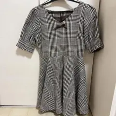 【最終値下げ】evelyn リボン付きチェック柄ワンピース
