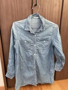 デニムシャツ 長袖 ライトブルー　七分　デニム　レディース