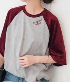スピックアンドスパン ウーア Fabricmix Baseball Tee　美品