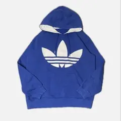 激レア　アディダス オリジナルス 海外限定 パーカー ビッグロゴ ブルー　XL
