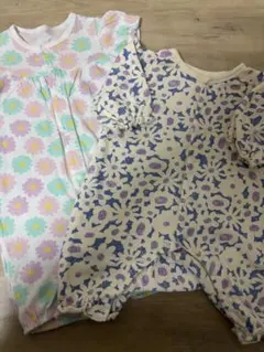 花柄 半袖 長袖 ロンパース 50 〜 60