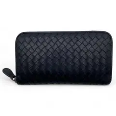 BOTTEGA VENETAラウンドファスナー 長財布イントレチャート ブラック
