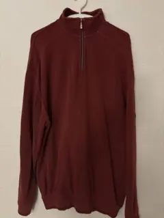 バーガンディ ハーフジップ トレーナー