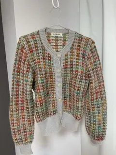 マルチカラーニットカーディガン　秋服　オレンジ　イエロー　ブラウン　淡色