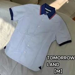 美品★TOMORROWLAND 半袖シャツ ドッキング素材 ライトブルー Mのサムネイル
