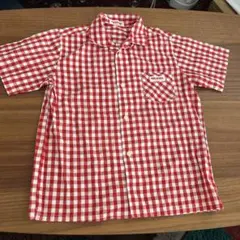 【美品】オールドMIKI HOUSE ギンガムチェックシャツ　赤白　120