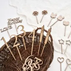 木製 数字ケーキトッパー A 22点セット ナンバーケーキトッパー ケーキ飾り